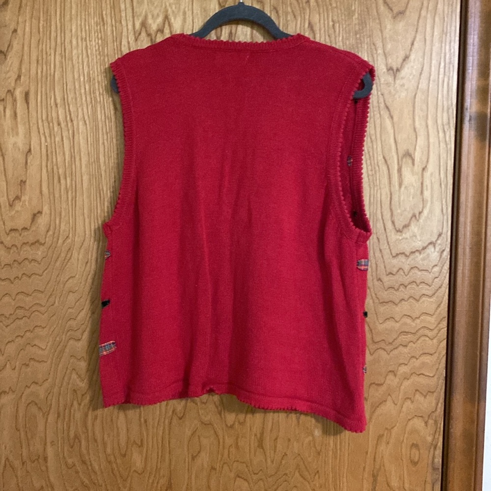 Alfred Dunner Large Christmas  Grannycore Teacher Vest Open knit Vintage Large - Picture 2 of 8